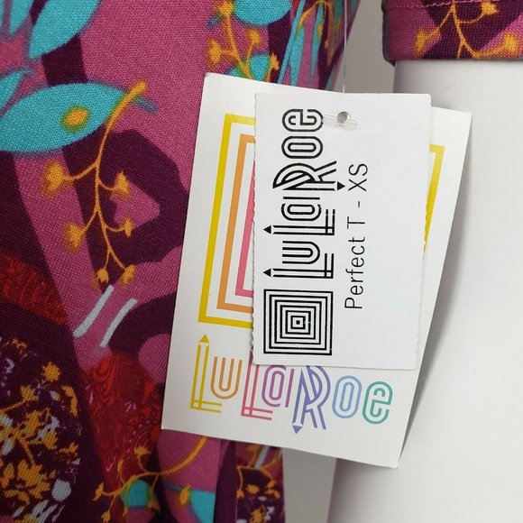 NWT LULAROE Purple Birds Perfect T Size XS - Picture 3 of 8